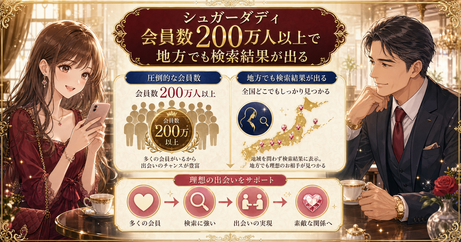 第2位：シュガーダディ、会員数200万人以上で地方でも検索結果が出る