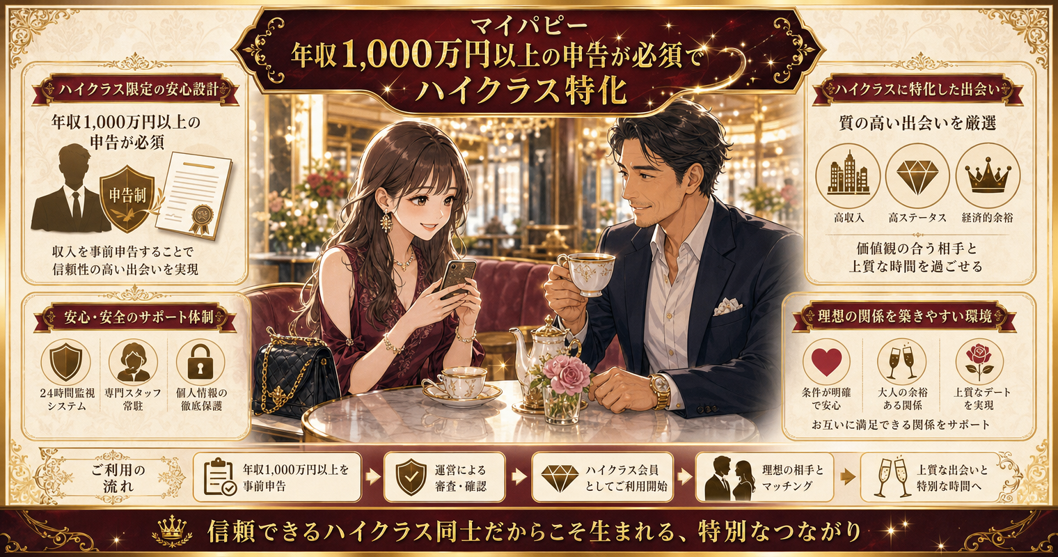 第4位：マイパピー、年収1,000万円以上の申告が必須でハイクラス特化