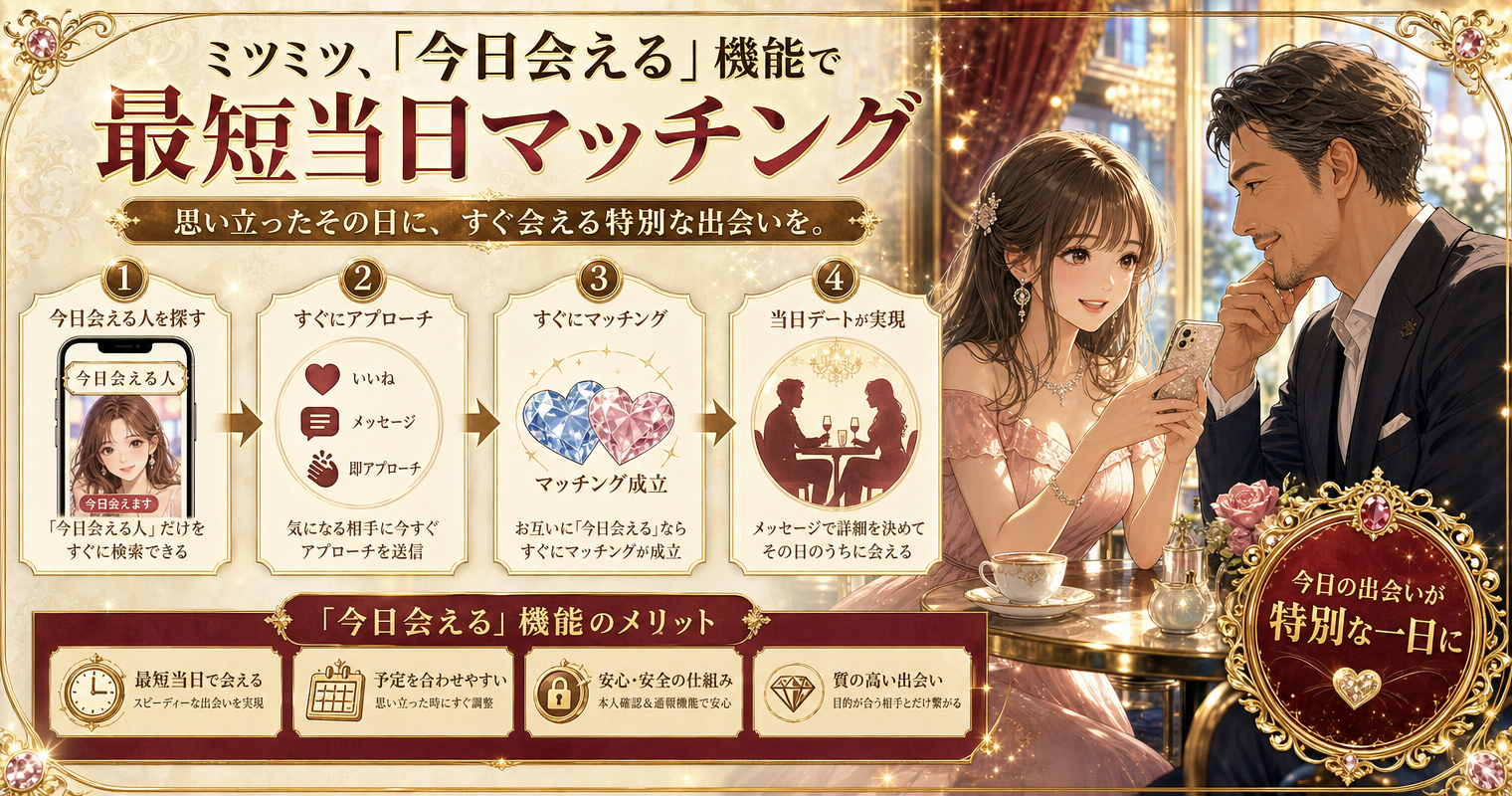 第5位：ミツミツ、「今日会える」機能で最短当日マッチング