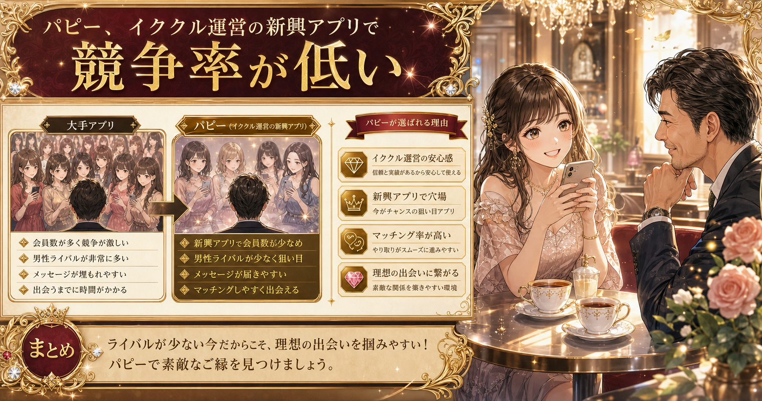 第7位：パピー、イククル運営の新興アプリで競争率が低い